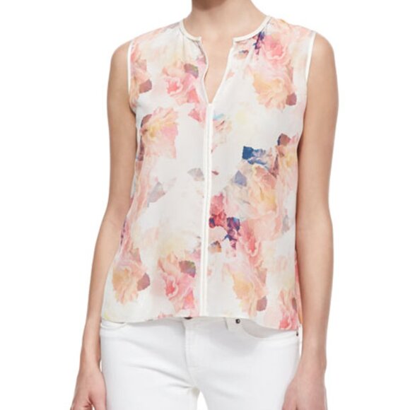 Rebecca Taylor Tops - Rebecca Taylor Enchanted Garden Silk Floral Sleeveless Relaxed Fit Blouse - Sz 8